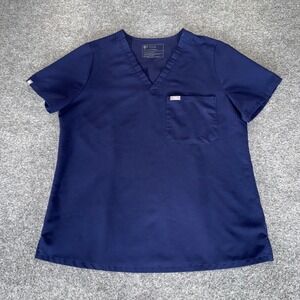 FIGS Catarina Womens Scrub Top Shirt Large Navy Blue Medical Healthcare Uniform